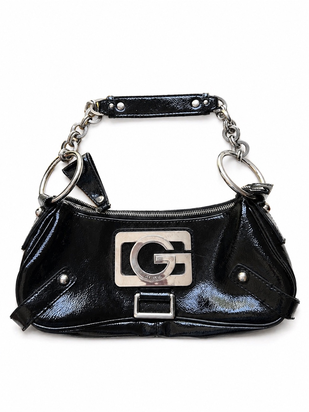 Y2K Patent Faux Leather Guess Shoulder Bag